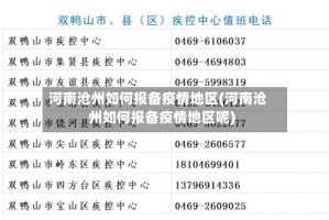 河南沧州如何报备疫情地区(河南沧州如何报备疫情地区呢)