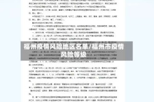 福州疫情风险地区名单/福州市疫情风险等级