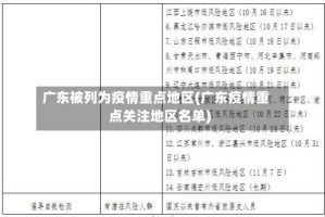 广东被列为疫情重点地区(广东疫情重点关注地区名单)