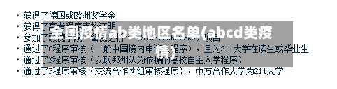 全国疫情ab类地区名单(abcd类疫情)-第1张图片